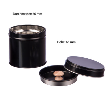 12 schwarze Gewürzdosen mit extra Aromadeckel & 2 Streueinsätzen inkl. 12 Etiketten