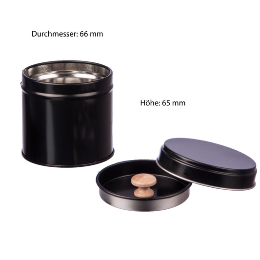 6er Pack der schwarzen Gewürzdosen mit extra Aromadeckel & 2 Streueinsätzen inkl. 6 Etiketten