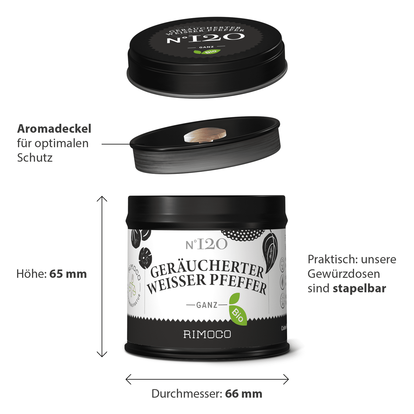 Bio Geräucherter Weißer Pfeffer