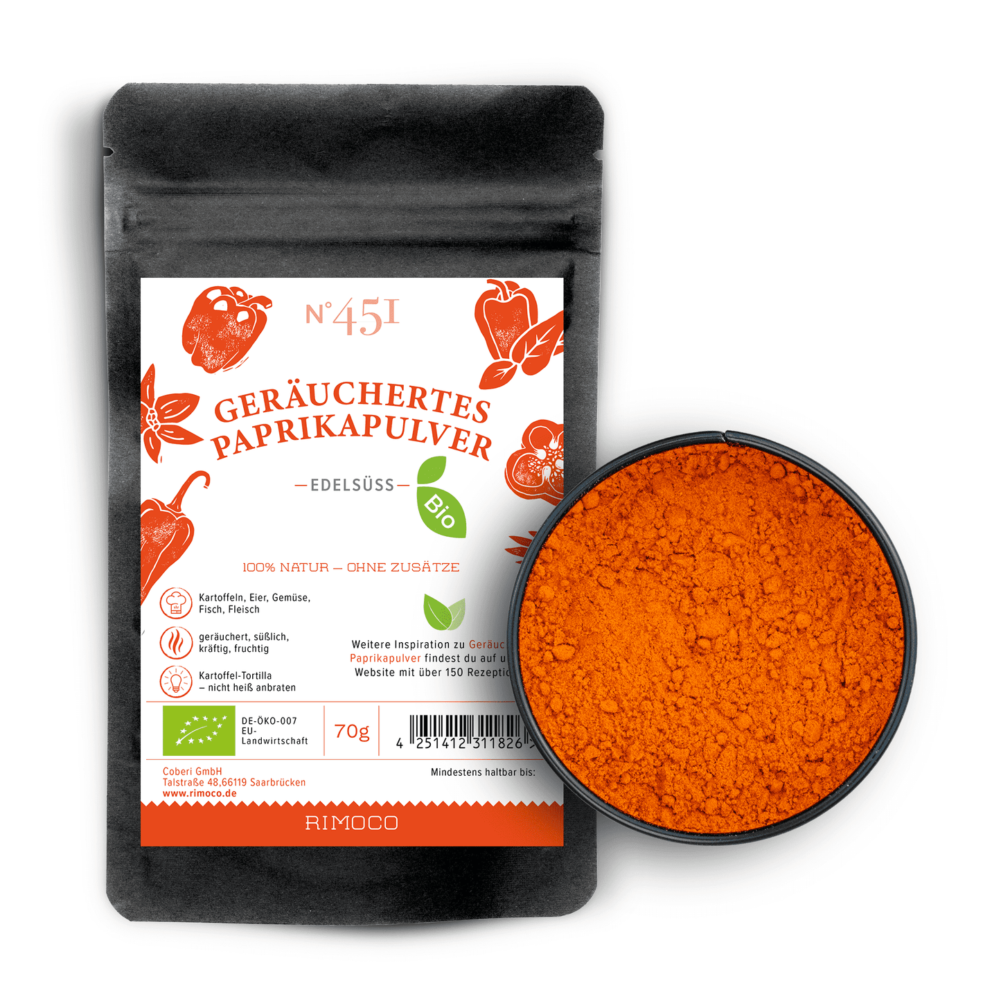 Bio geräuchertes Paprikapulver edelsüß