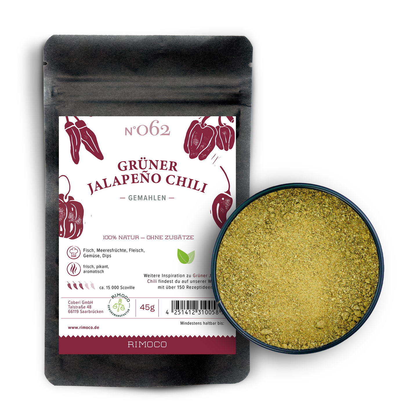 Grüner Jalapeño Chili gemahlen