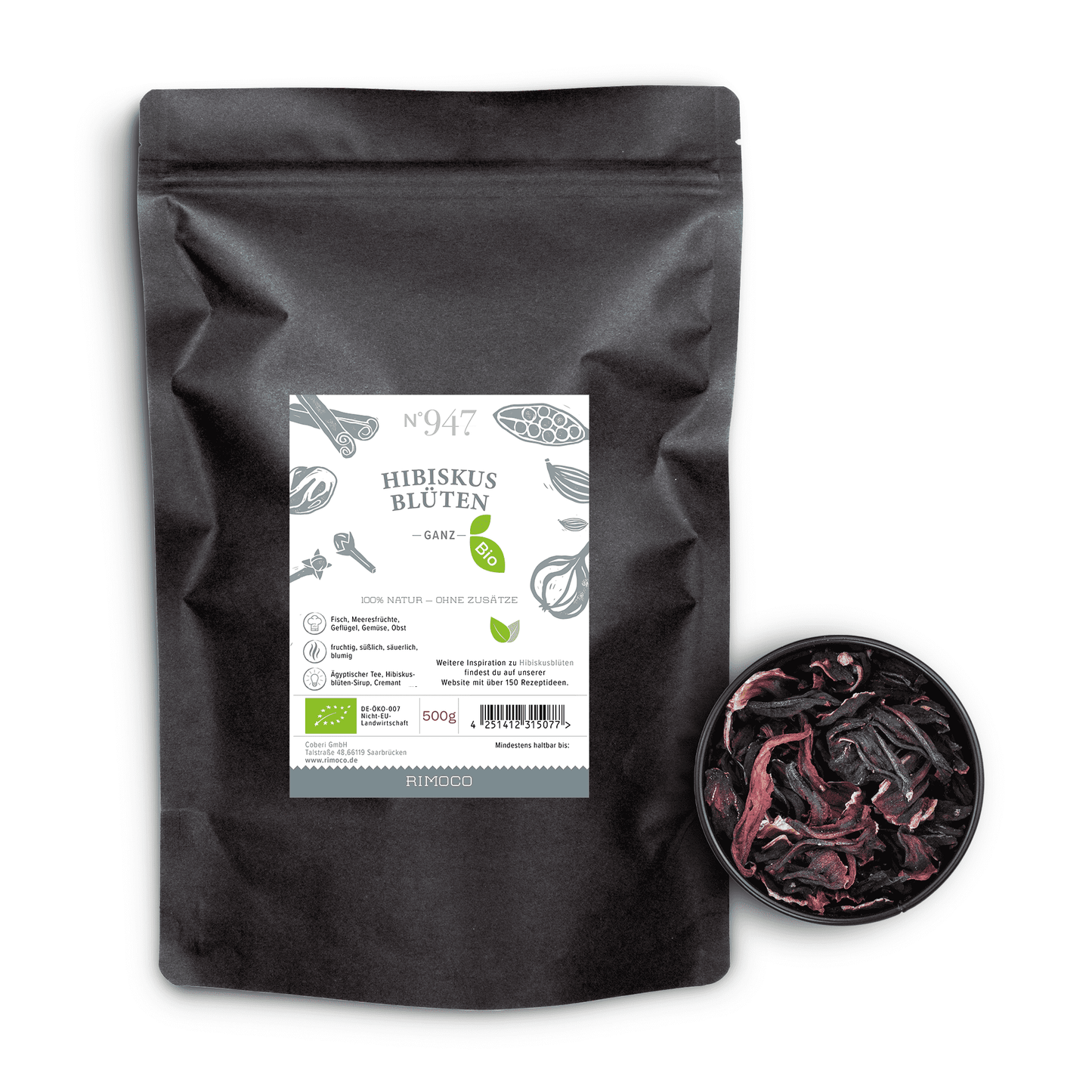 Bio Hibiskusblüten ganz