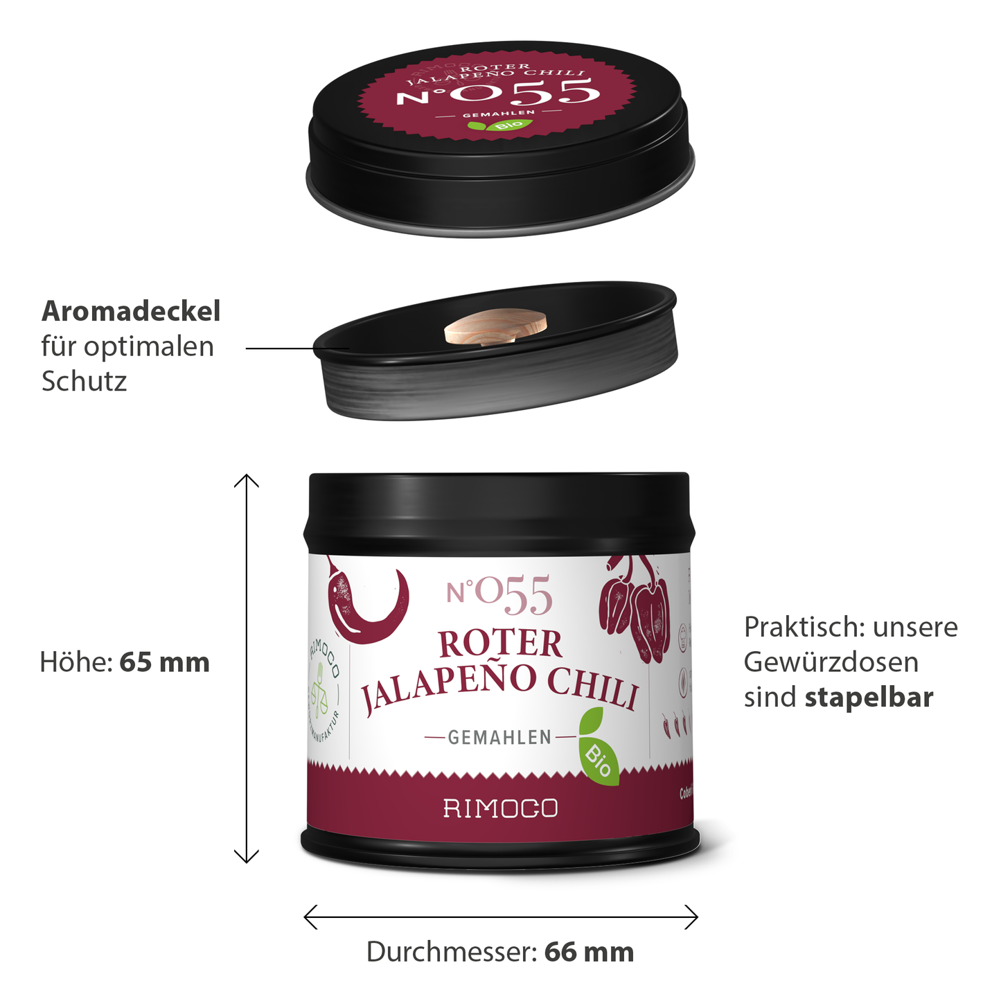 Bio Roter Jalapeño Chili gemahlen