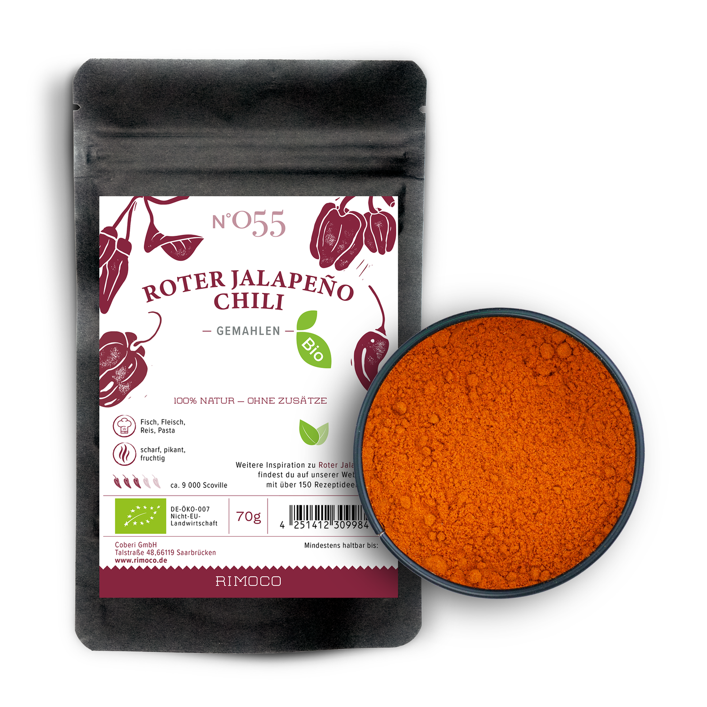 Bio Roter Jalapeño Chili gemahlen