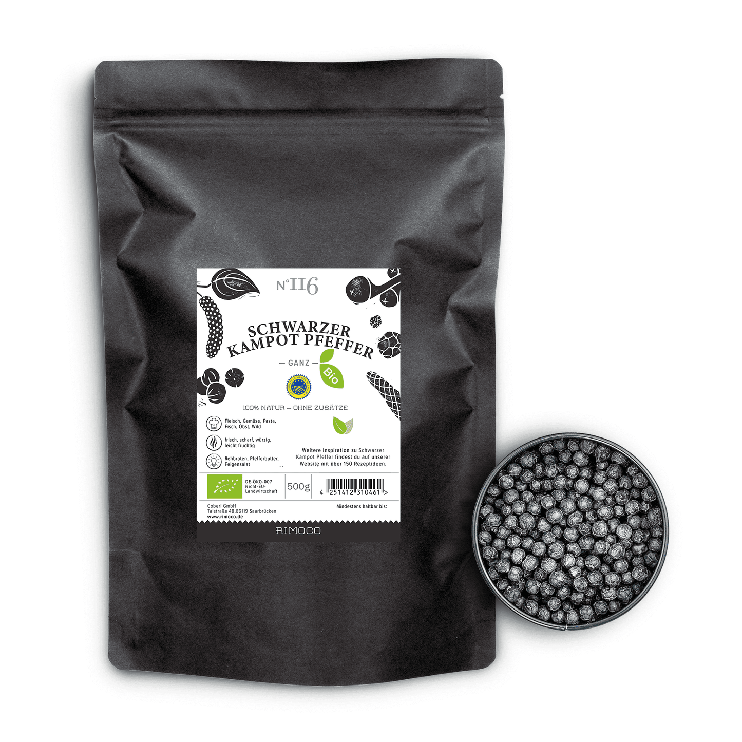 Bio Schwarzer Kampot Pfeffer