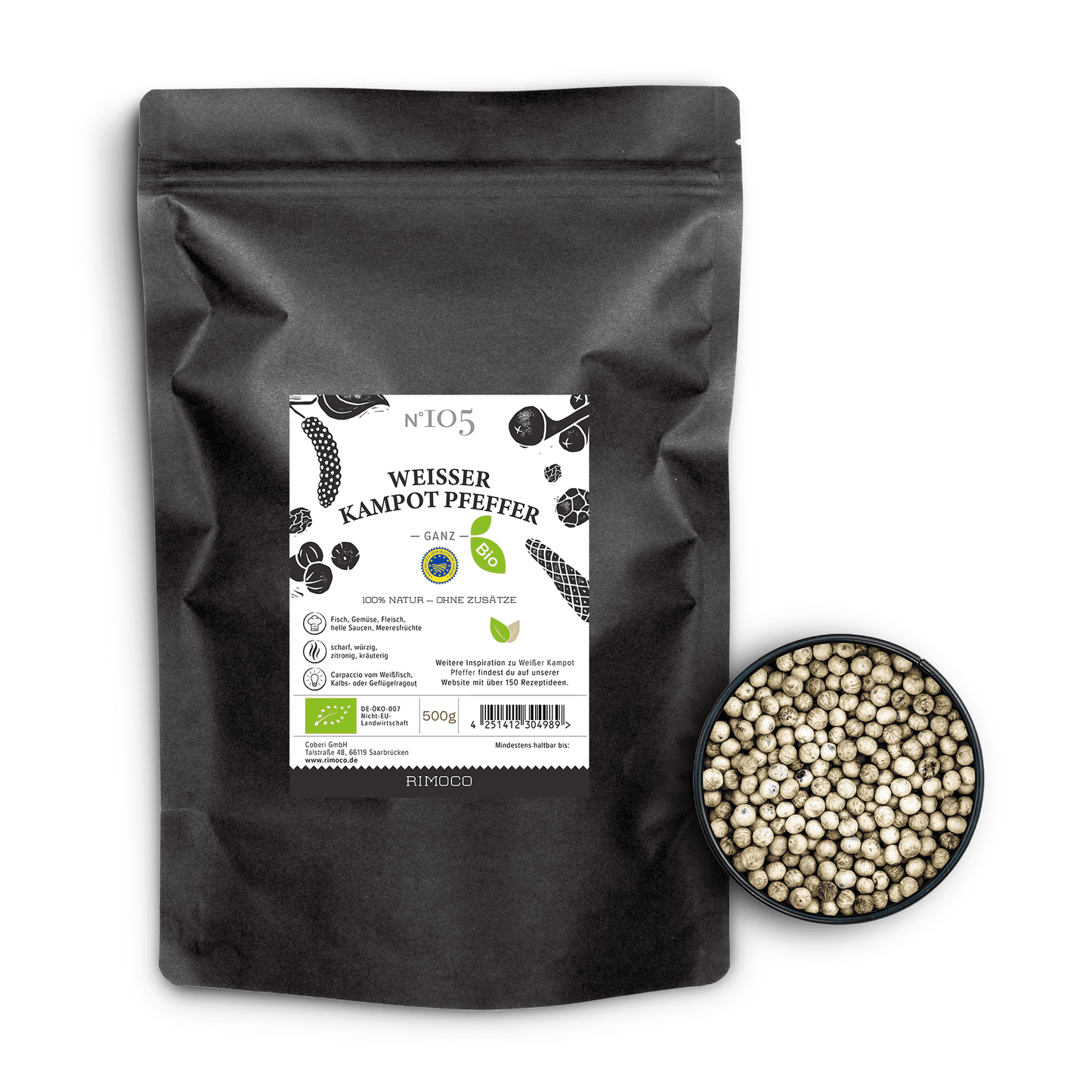 Bio Weißer Kampot Pfeffer