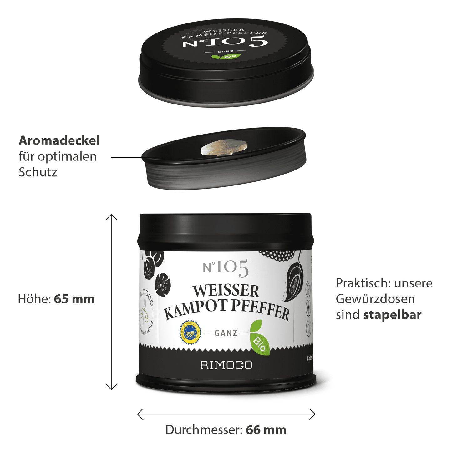 Bio Weißer Kampot Pfeffer