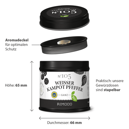 Bio Weißer Kampot Pfeffer